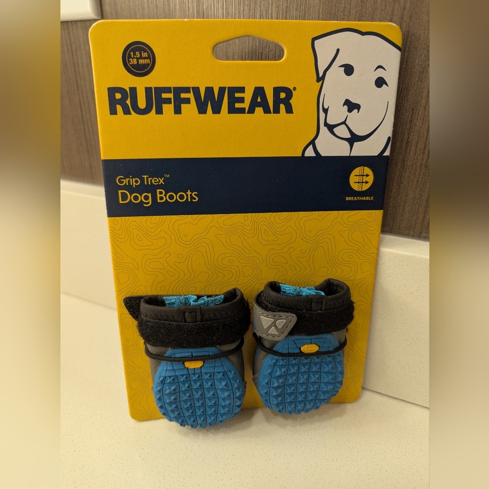 Ruffwear Grip Trex Pairs Dog Boots Blue Size 1.5" New!